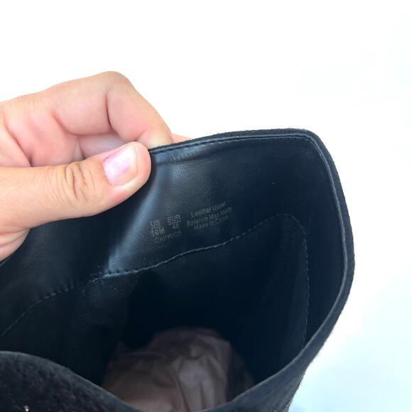 Sam Edelman Caprice Black Suede Knee-High Boots Tall Chunky Heels 10 - Picture 8 of 10